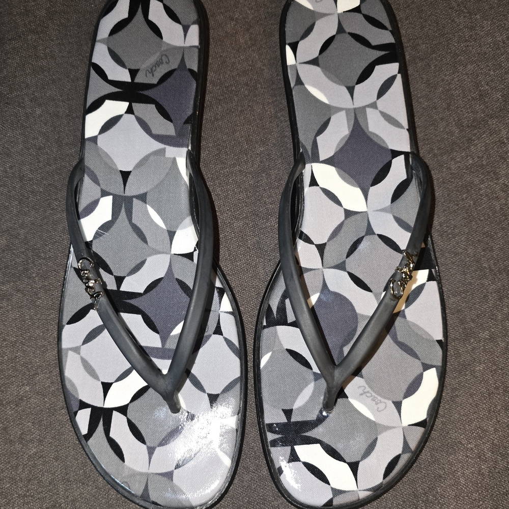 Coach Signature Wedge Flip Flop Jelly Sandals Size 10
